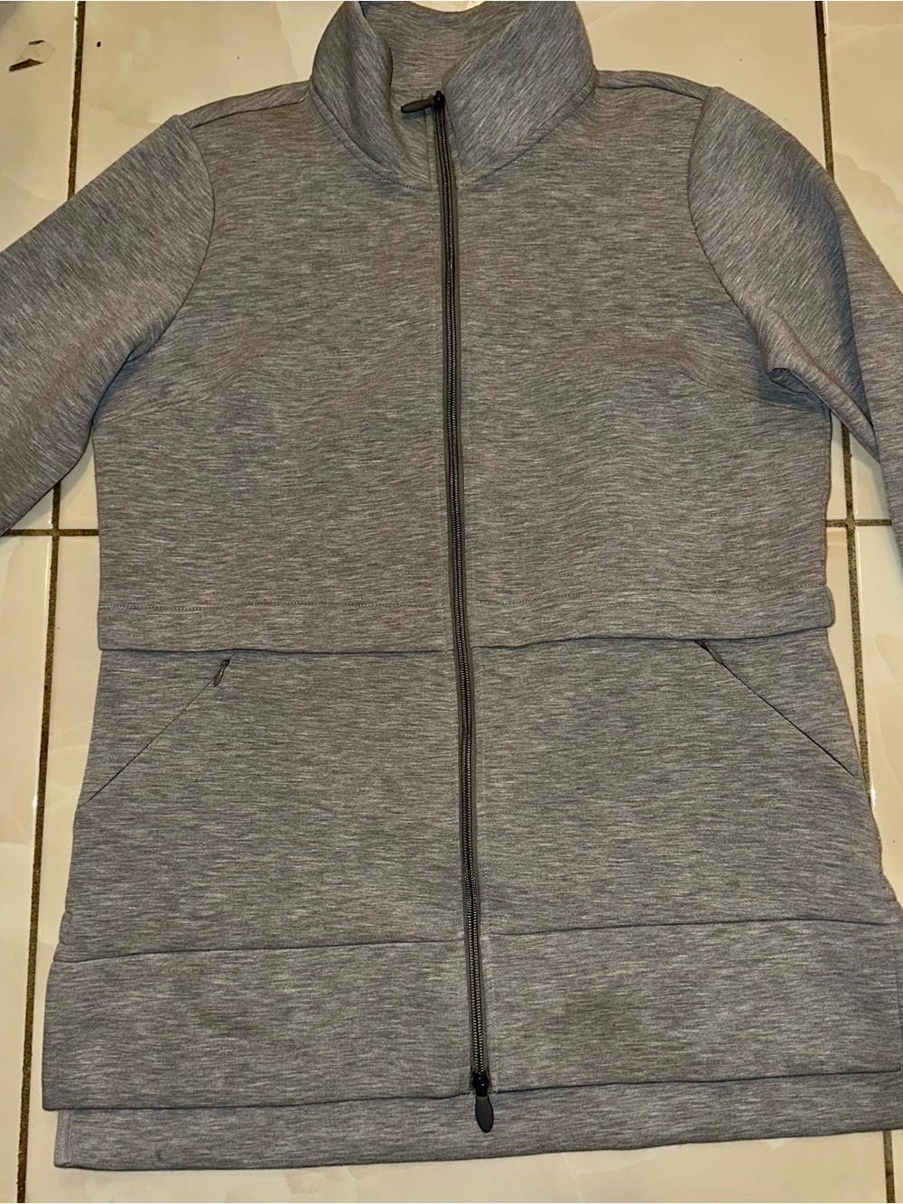 zuda Heathered Gray Zip-Up Jacket